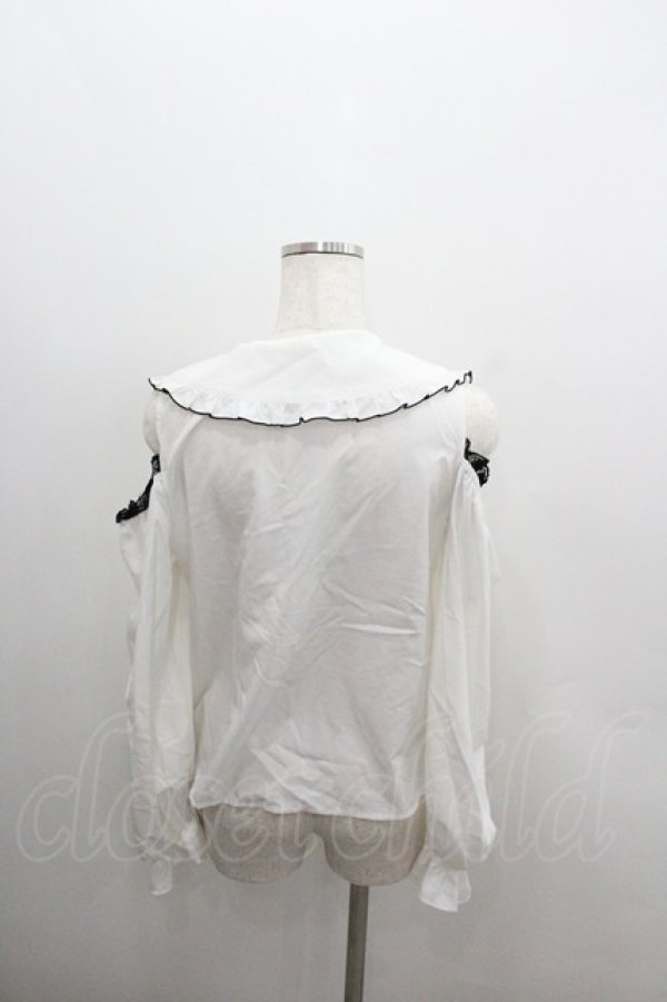 画像4: Ank Rouge / デコルテレースオフショルブラウス  白Ｘ黒 I-26-01-22-002-CA-BL-SA-ZI (4)