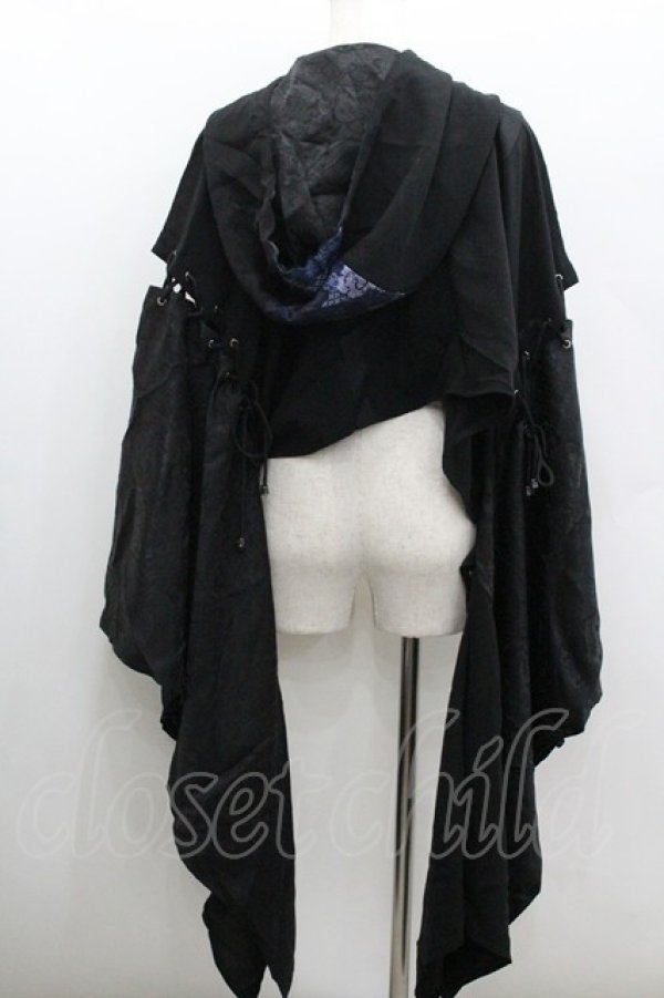 画像3: Qutie Frash /  着物袖ショートパーカー  黒Ｘ青 I-26-01-22-023-QU-TO-SA-ZI (3)