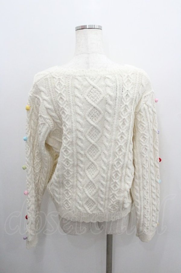 画像3: PINK HOUSE / カラフルポップル付きニットカーディガン  アイボリー I-26-01-22-024-LO-TO-SA-ZI (3)