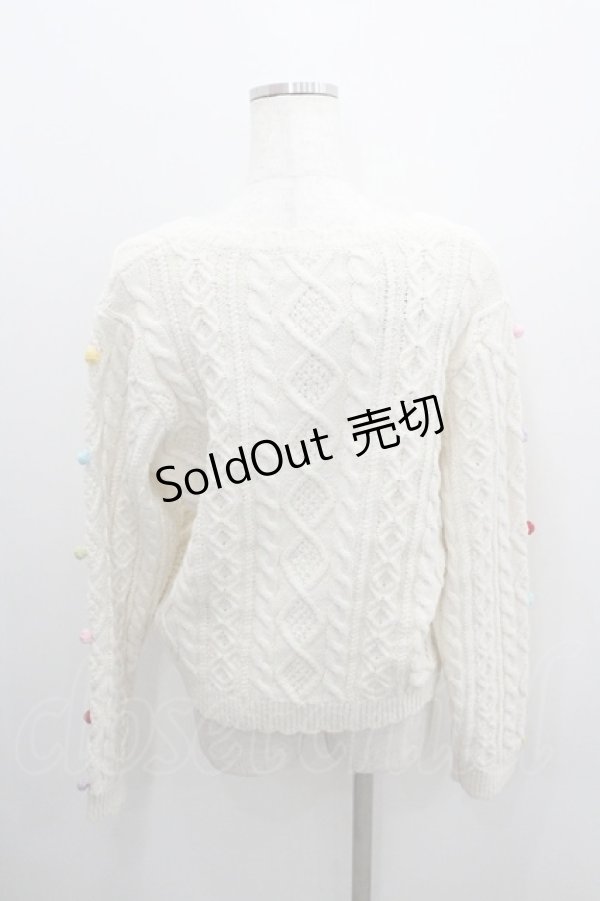画像3: PINK HOUSE / カラフルポップル付きニットカーディガン  アイボリー I-26-01-22-024-LO-TO-SA-ZI (3)