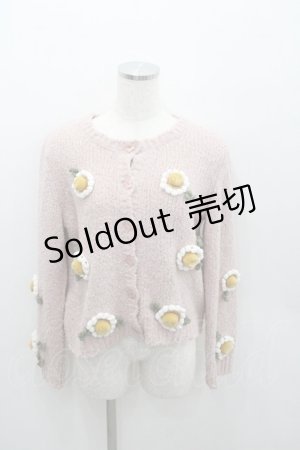 画像: PINK HOUSE / マーガレットモチーフ使いニットカーディガン  ピンク I-26-01-22-025-LO-TO-SA-ZI