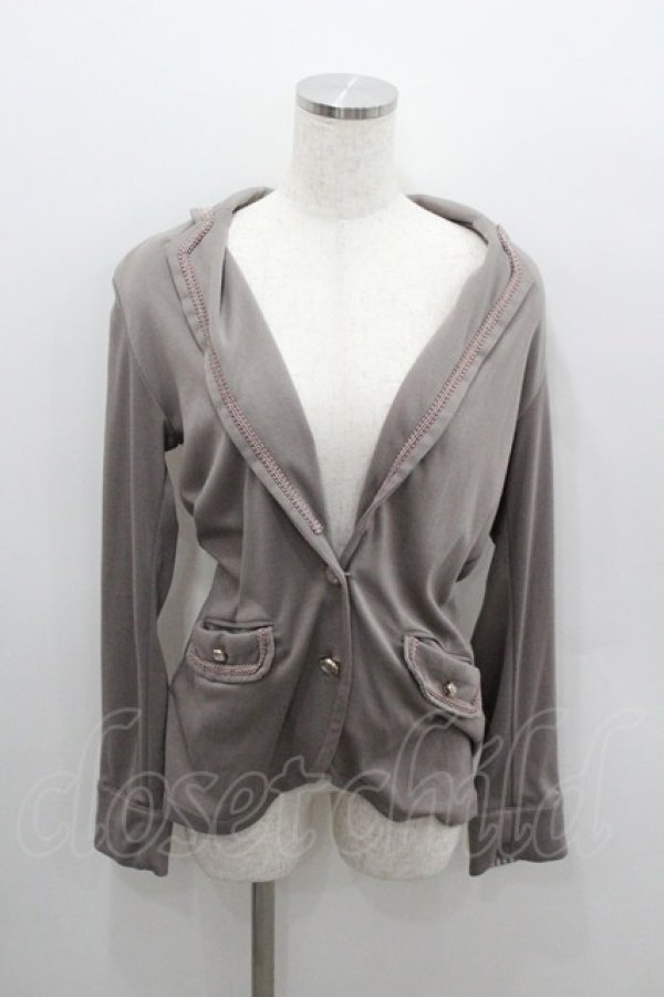 画像1: axes femme / ストライプ袖先カットジャケット  ブラウン I-26-01-22-026-AX-JA-SA-ZI (1)