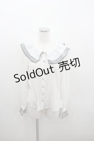 画像: Ank Rouge / 千鳥フリルシフォン長袖ブラウス  白Ｘ黒 I-26-01-22-003-CA-BL-SA-ZI