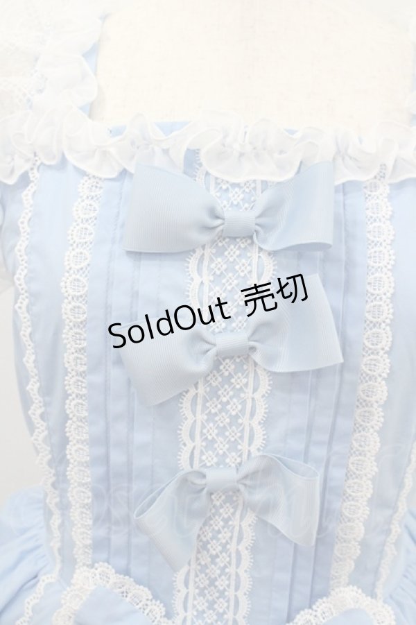 画像2: AND ROMEO / リボンレース豪華ジャンパースカート  サックスＸ白 I-26-01-22-031-LO-OP-SA-ZI (2)