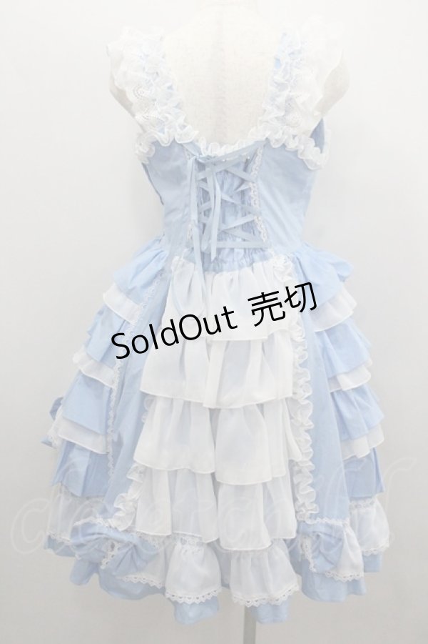 画像3: AND ROMEO / リボンレース豪華ジャンパースカート  サックスＸ白 I-26-01-22-031-LO-OP-SA-ZI (3)