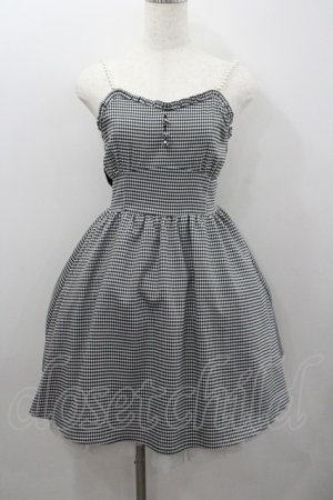 画像: Ank Rouge / パール紐&ギンガムチェックワンピース  黒Ｘ白 I-26-01-22-032-CA-OP-SA-ZI