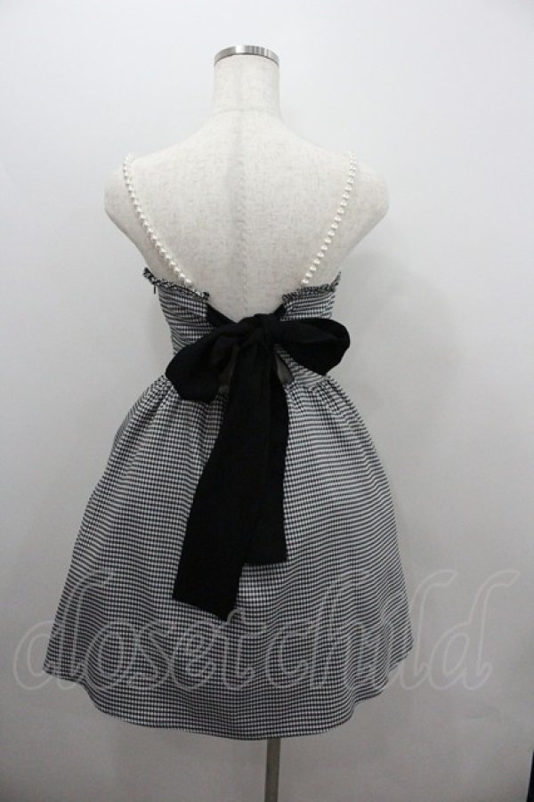 画像4: Ank Rouge / パール紐&ギンガムチェックワンピース  黒Ｘ白 I-26-01-22-032-CA-OP-SA-ZI (4)