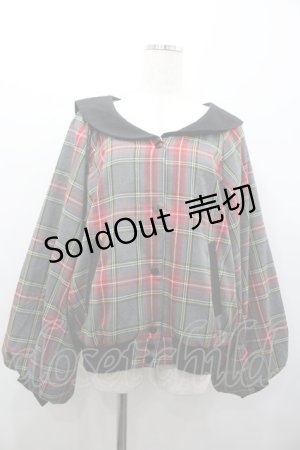 画像: HEIHEI / チェックセーラーカラーブルゾン  グレーＸ赤チェック I-26-01-24-034-PU-JA-SA-ZI