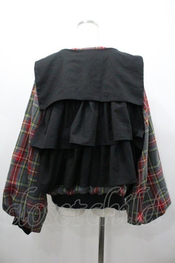 画像2: HEIHEI / チェックセーラーカラーブルゾン  グレーＸ赤チェック I-26-01-24-034-PU-JA-SA-ZI (2)