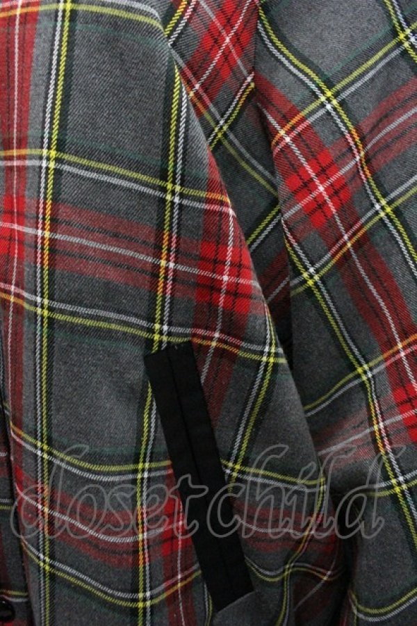 画像3: HEIHEI / チェックセーラーカラーブルゾン  グレーＸ赤チェック I-26-01-24-034-PU-JA-SA-ZI (3)