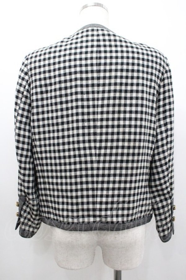 画像2: INGEBORG / ギンガムチェックリボンジャケット  黒Ｘ白 I-26-01-24-036-LO-JA-SA-ZI (2)