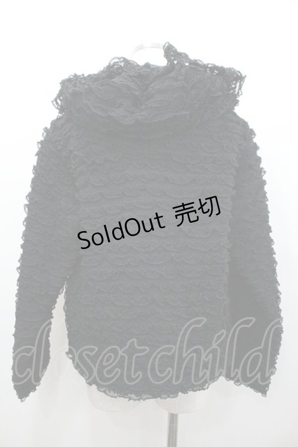 画像2: KANEKO ISAO / チュールピコフリルキルティングジャケット  ブラック I-26-01-24-038-EL-JA-SA-ZI (2)