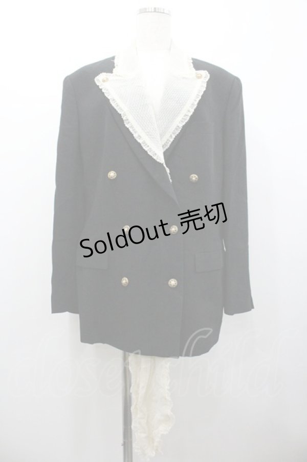 画像1: KANEKO ISAO / レース襟ジャケット  ブラック I-26-01-24-040-EL-JA-SA-ZI (1)