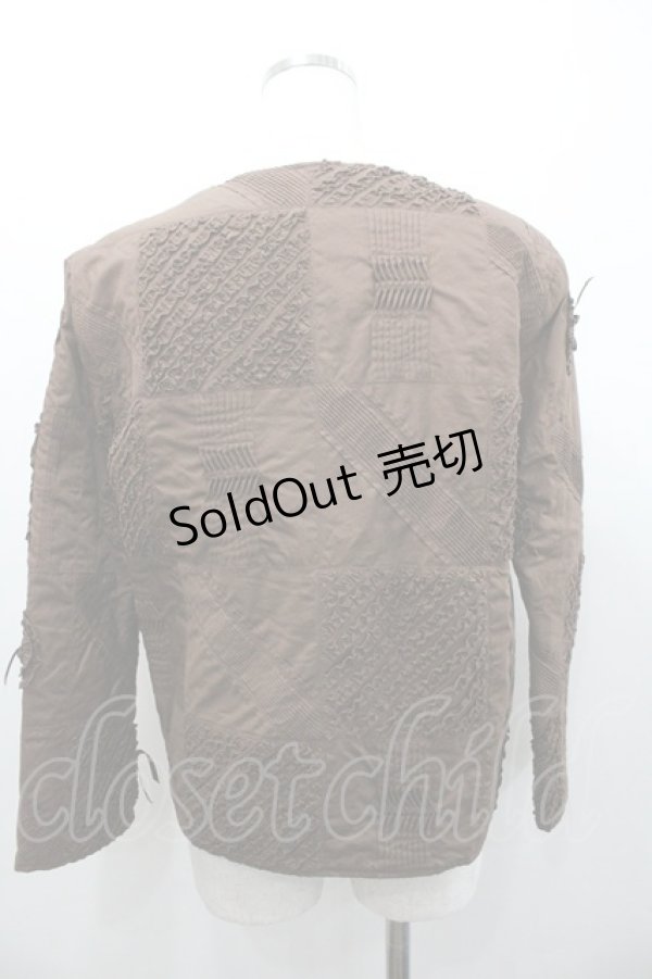 画像2: WONDERFUL WORLD / ピコフリル&ピンタックモチーフパッチワークジャケット  ブラウン I-26-01-24-042-LO-JA-SA-ZI (2)