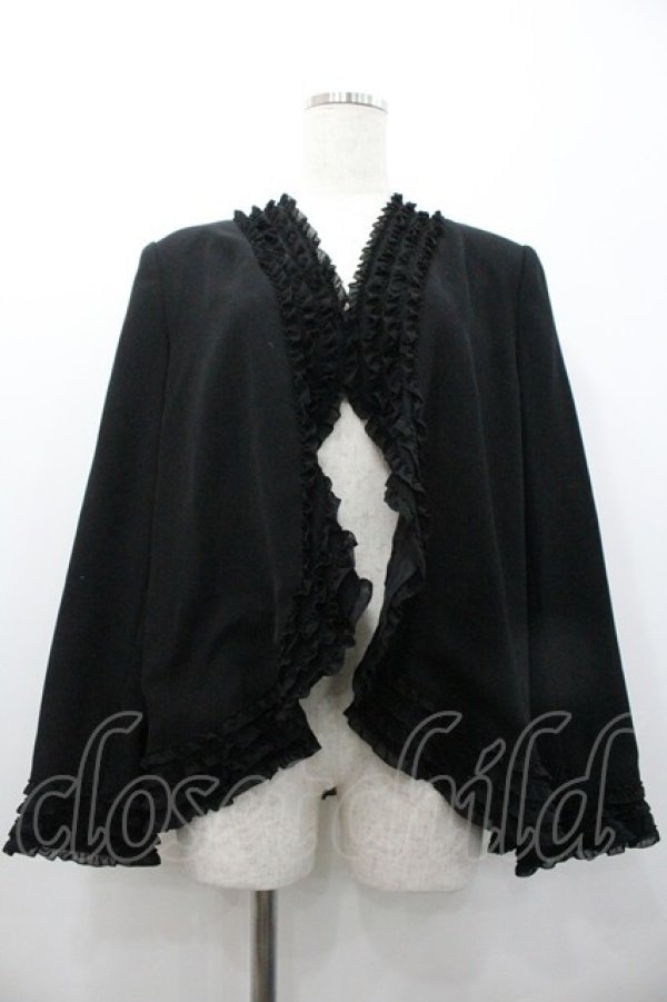 画像1: KANEKO ISAO / ピコフリルボレロジャケット  ブラック I-26-01-24-043-EL-JA-SA-ZI (1)