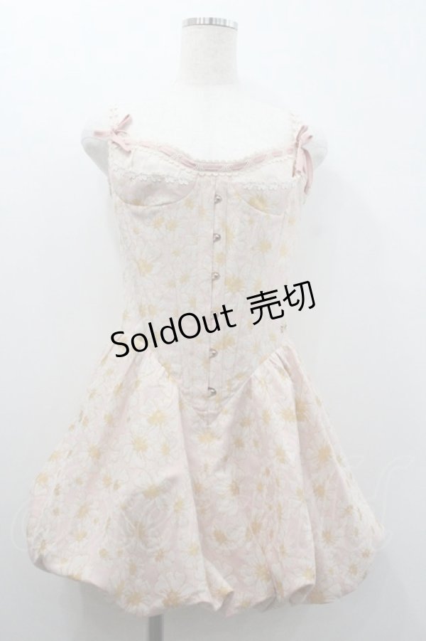 画像1: LACEMADE / フラワーコルセットワンピース  ピンク I-26-01-24-048-EL-OP-AS-ZI (1)