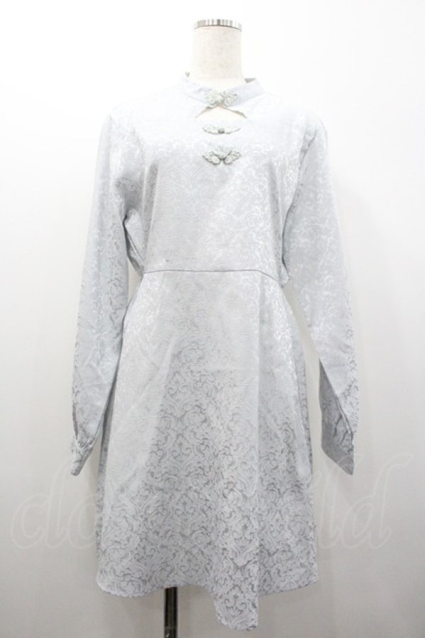 画像1: SHEENA DEL RAY / チャイナワンピース  サックス I-26-01-24-050-EL-BL-SA-ZI (1)