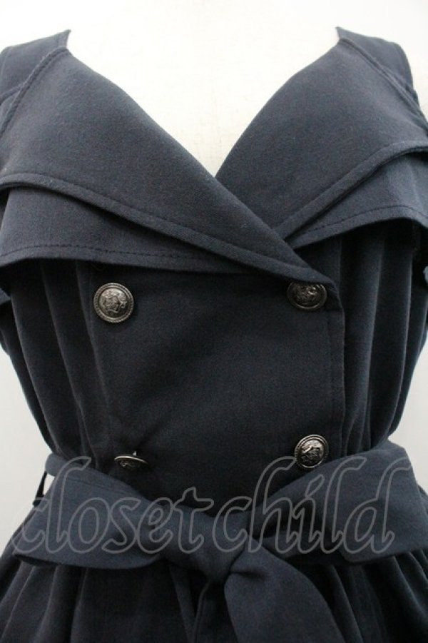 画像3: axes femme POETIQUE / トレンチデザインノースリOP  ネイビー I-26-01-24-052-AX-OP-SA-ZI (3)