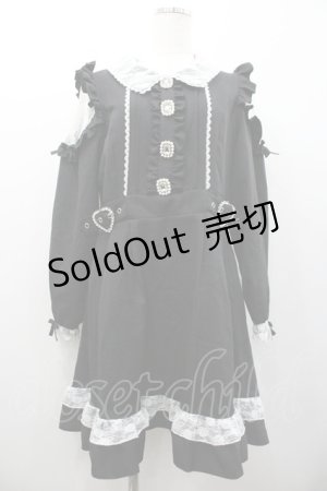 画像: evelyn / ダブルボタンレース半袖ワンピース  白Ｘグレー I-26-01-24-062-LO-OP-SA-ZI