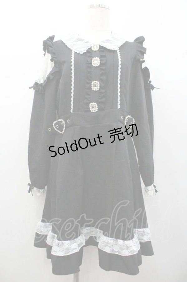 画像1: evelyn / ダブルボタンレース半袖ワンピース  白Ｘグレー I-26-01-24-062-LO-OP-SA-ZI (1)