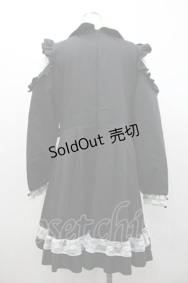 画像2: evelyn / ダブルボタンレース半袖ワンピース  白Ｘグレー I-26-01-24-062-LO-OP-SA-ZI (2)