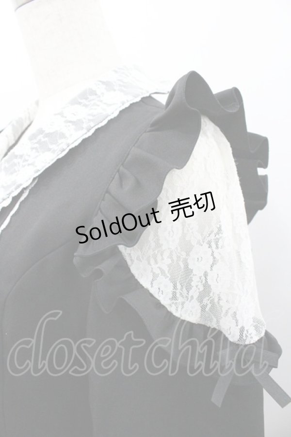 画像3: evelyn / ダブルボタンレース半袖ワンピース  白Ｘグレー I-26-01-24-062-LO-OP-SA-ZI (3)