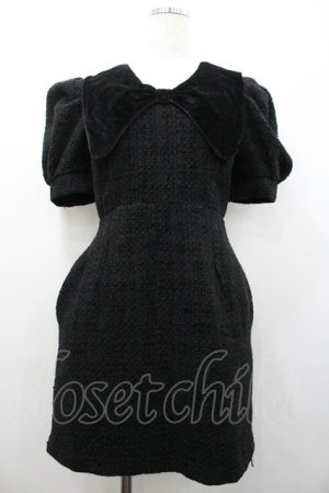 画像: pain / ツイードリボンミニドレス  黒 I-26-01-24-067-EL-OP-AS-ZI