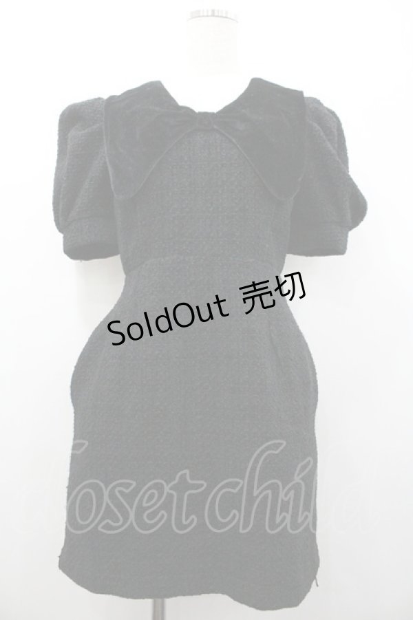 画像1: pain / ツイードリボンミニドレス  黒 I-26-01-24-067-EL-OP-AS-ZI (1)