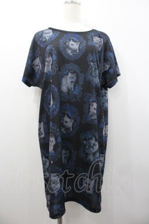 画像: Enchantlic Enchantilly / 猫の王女達の肖像画カットソーワンピース  黒ｘ紺 I-26-01-24-068-LO-OP-HR-ZI