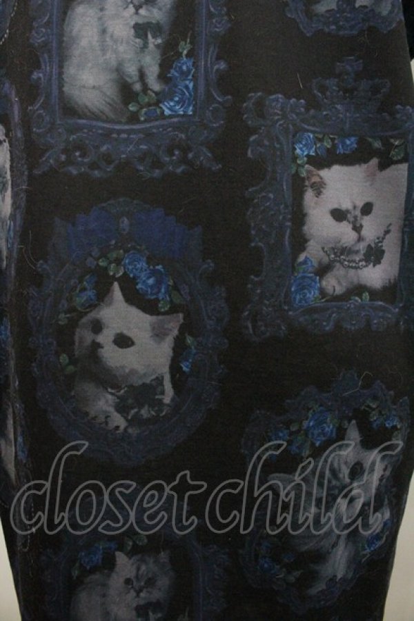 画像3: Enchantlic Enchantilly / 猫の王女達の肖像画カットソーワンピース  黒ｘ紺 I-26-01-24-068-LO-OP-HR-ZI (3)