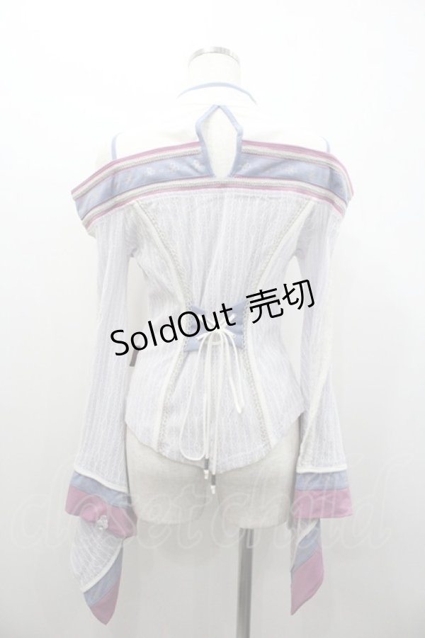 画像2: Ozz oneste / 桜刺繍チャイナス着物袖スナップボタンカーディガン  パープルＸ白 I-26-01-24-069-OO-TO-SA-ZI (2)