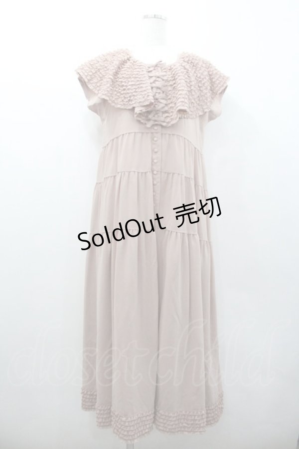 画像1: KANEKO ISAO / ピコフリル襟ノースリーブワンピース  ピンク I-26-01-24-071-EL-OP-SA-ZI (1)