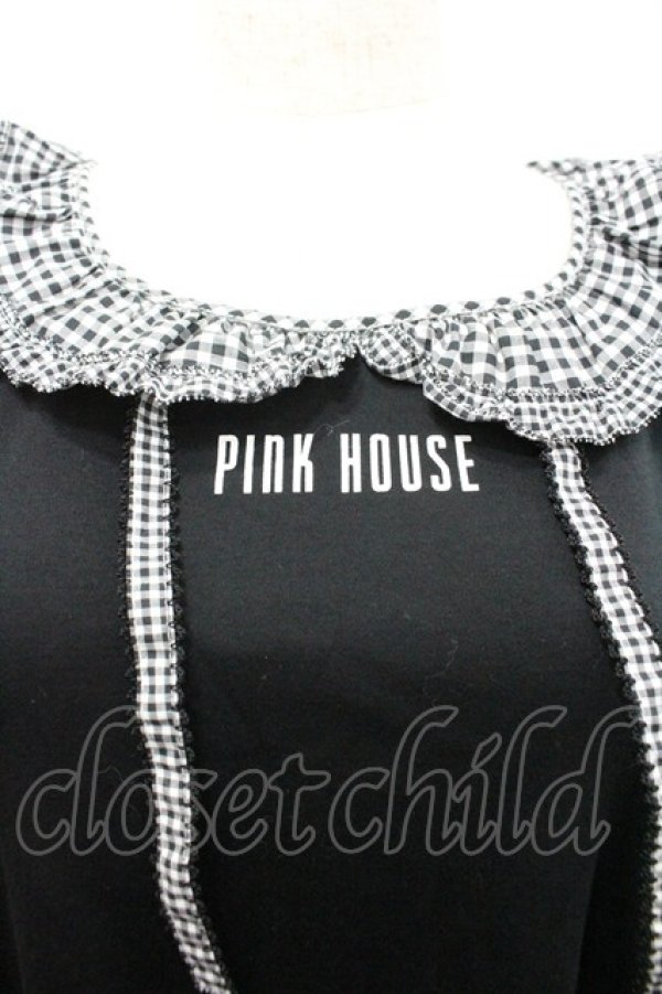 画像3: PINK HOUSE / misako×erinko フリル衿付きカットソーワンピース  黒 I-26-01-24-072-LO-OP-HR-ZI (3)