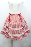 画像1: DearMyLove / はしごレースサス付きフリルリボンスカート LL 赤Ｘ白チェック I-26-01-24-076-EL-SK-SA-ZI (1)