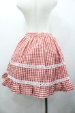 画像2: DearMyLove / はしごレースサス付きフリルリボンスカート LL 赤Ｘ白チェック I-26-01-24-076-EL-SK-SA-ZI (2)