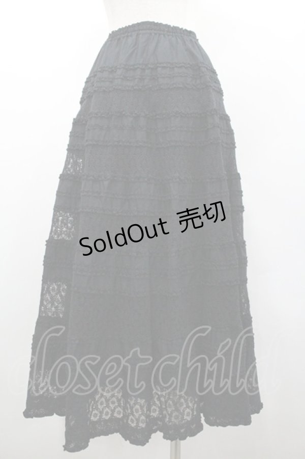 画像2: KANEKO ISAO / レースフリルスカート(アンダースカートセット)  ブラック I-26-01-24-079-EL-SK-SA-ZI (2)