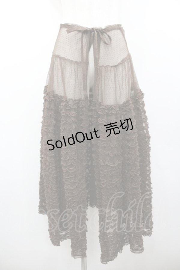 画像1: KANEKO ISAO / チュールフリルオーバースカート  ブラウン I-26-01-24-082-EL-SK-SA-ZI (1)