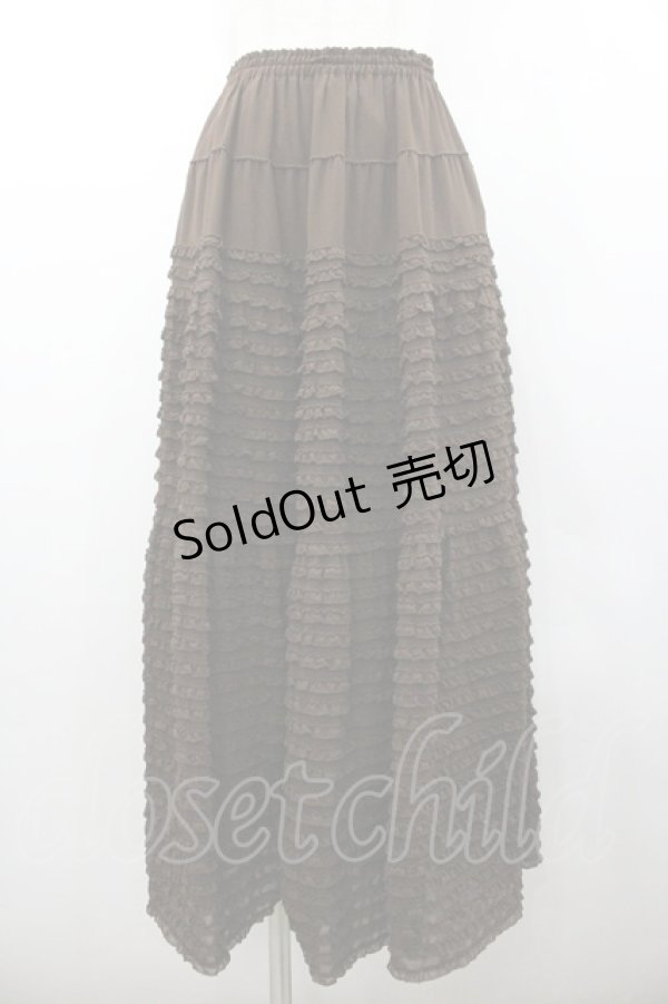 画像1: KANEKO ISAO / ポリエステルピコフリルスカート  ブラウン I-26-01-24-083-EL-SK-SA-ZI (1)