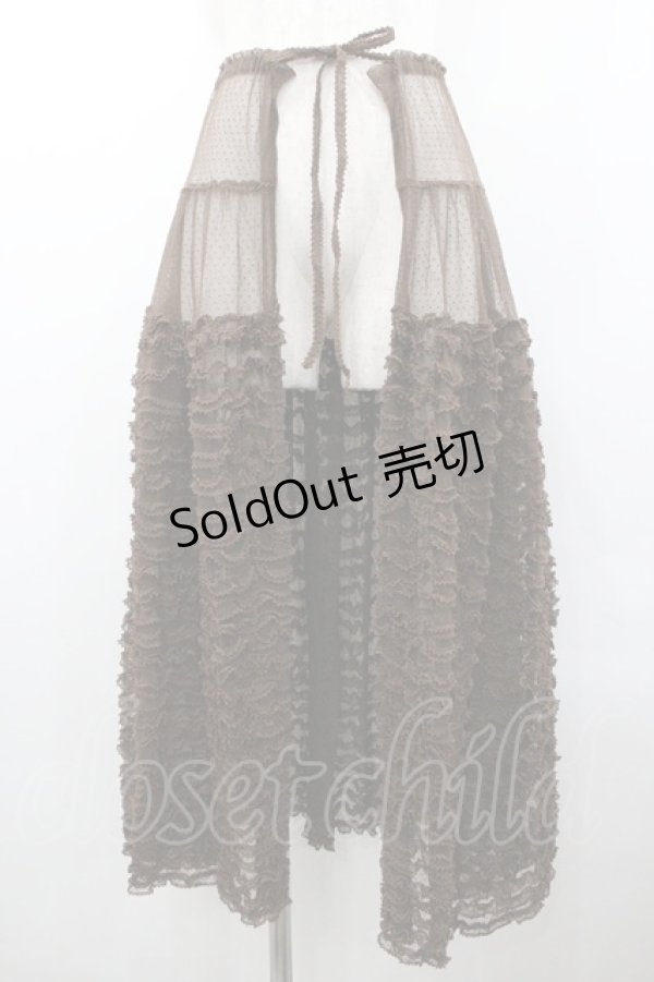 画像1: KANEKO ISAO / チュールフリルオーバースカート  ブラウン I-26-01-24-085-EL-SK-SA-ZI (1)