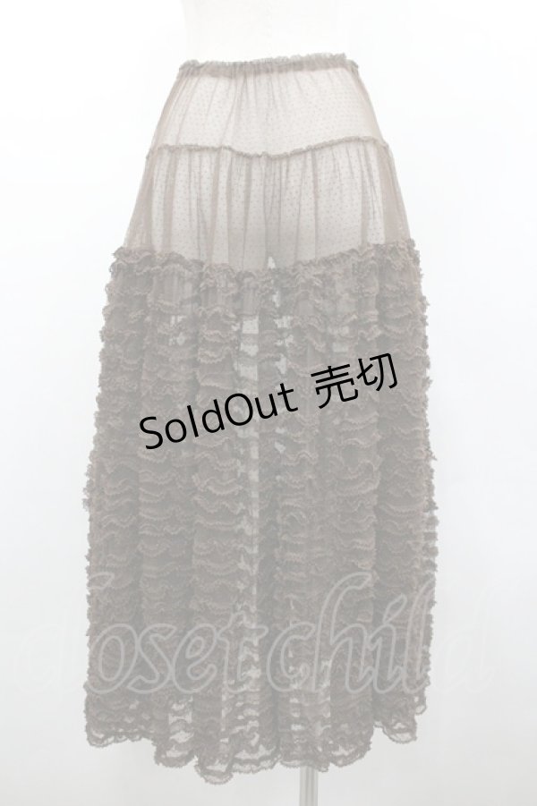 画像2: KANEKO ISAO / チュールフリルオーバースカート  ブラウン I-26-01-24-085-EL-SK-SA-ZI (2)