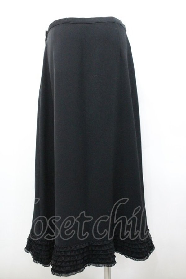 画像2: KANEKO ISAO / 裾ピコフリルたくし上げリボン付きスカート  ブラック I-26-01-24-086-EL-SK-SA-ZI (2)