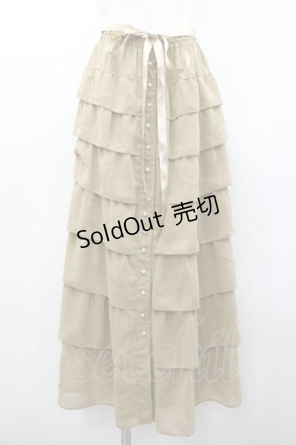 画像1: KANEKO ISAO / パール釦フリルスカート  ベージュ I-26-01-24-088-EL-SK-SA-ZI (1)