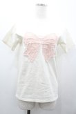 画像1: jouetie / リボンモチーフTシャツ  アイボリーＸピンク I-26-01-24-010-EL-TO-SA-ZI (1)