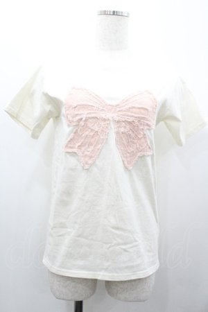 画像: jouetie / リボンモチーフTシャツ  アイボリーＸピンク I-26-01-24-010-EL-TO-SA-ZI
