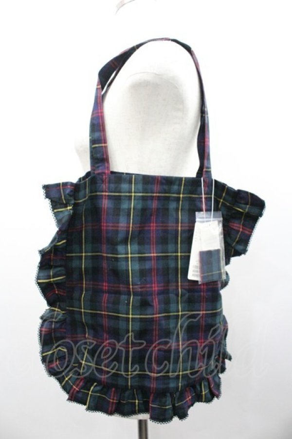 画像2: PINK HOUSE / シャギー起毛タータンチェックトートバッグ  グリーン I-26-01-24-095-LO-BG-HR-ZI (2)