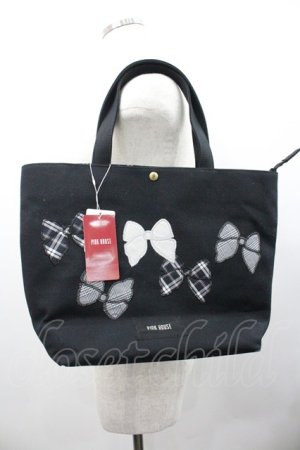 画像: PINK HOUSE / リボンアップリケ トート  黒 I-26-01-24-096-LO-BG-HR-ZI