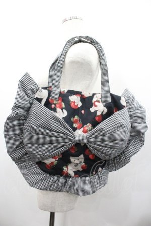 画像: alcali × misako aoki / サイベリアンストロベリートートバッグ  黒 I-26-01-24-098-EL-BG-HR-ZI