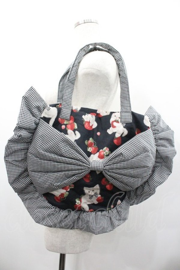 画像1: alcali × misako aoki / サイベリアンストロベリートートバッグ  黒 I-26-01-24-098-EL-BG-HR-ZI (1)