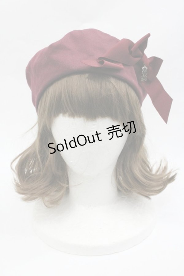 画像2: ALICE and the PIRATES / 後ろ編み上げ刺繍リボンベレー  ボルドー I-26-01-24-100-PA-AC-SA-ZI (2)