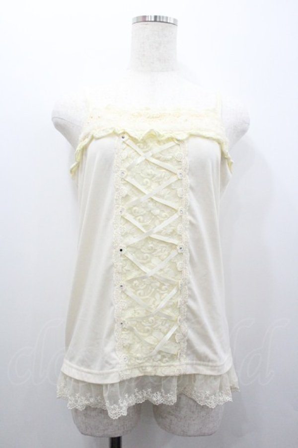 画像1: axes femme / 薔薇モチーフレースアップキャミソール  アイボリー I-26-01-24-011-AX-TO-SA-ZI (1)